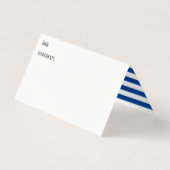 Potluck Dish Recept Tent Kaarten, Blauw Witte Stre Visitekaartje (Voorkant)