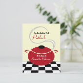 Potluck Invite - Black White en Red Kitchen Kaart (Staand voorkant)