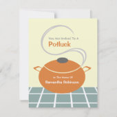 Potluck Invite - Oranje & Blue Kitchen Kaart (Voorkant)