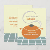 Potluck Invite - Oranje & Blue Kitchen Kaart (Voorkant / Achterkant)