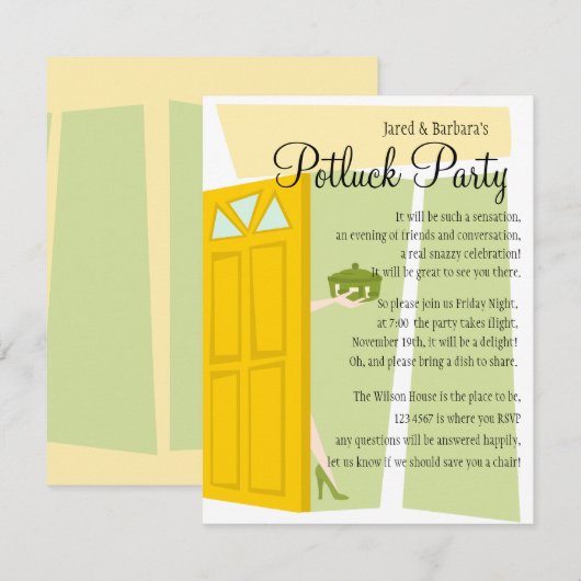 Potluck Party Kaart (Voorkant / Achterkant)