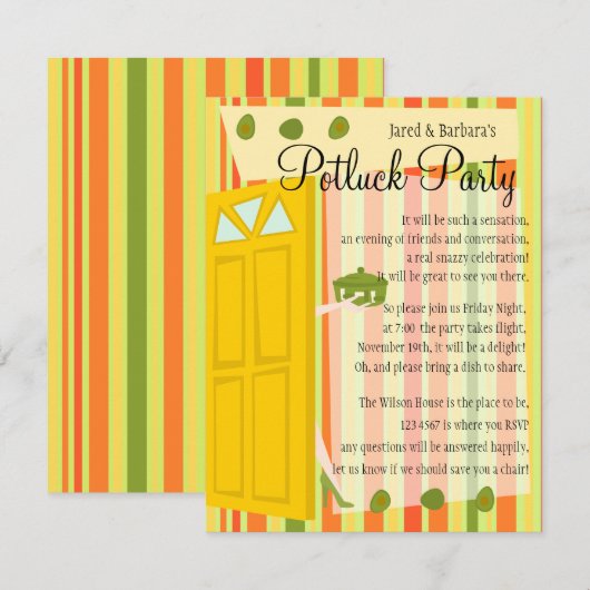 Potluck Party Kaart (Voorkant / Achterkant)