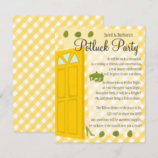 Potluck Party Kaart (Voorkant / Achterkant)