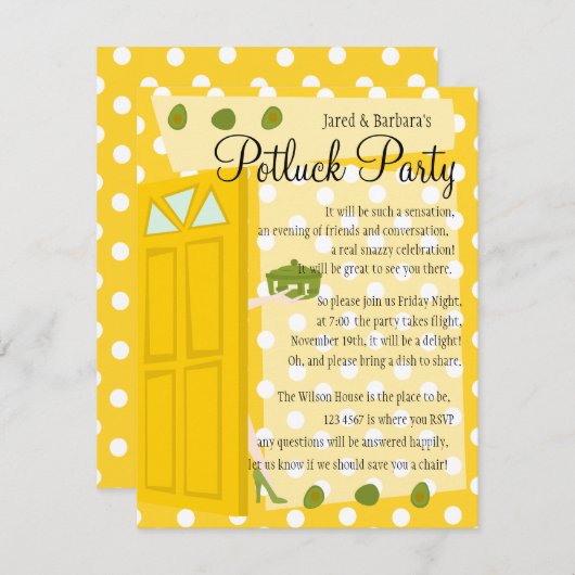 Potluck Party Kaart (Voorkant / Achterkant)