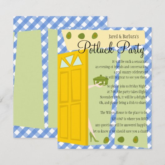 Potluck Party Kaart (Voorkant / Achterkant)