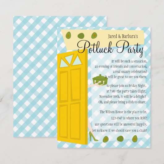 Potluck Party Kaart (Voorkant / Achterkant)