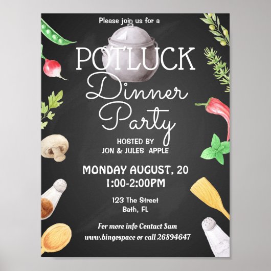 potluck party potluck party nodigt poster uit (Voorkant)