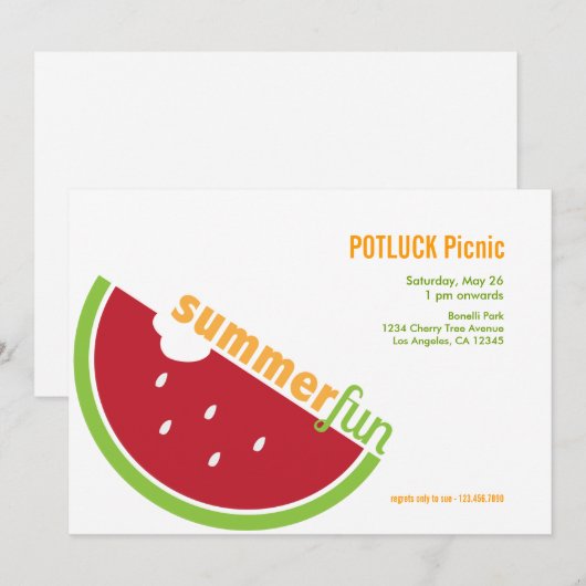 Potluck Summer Picnic Party nodiging Kaart (Voorkant / Achterkant)