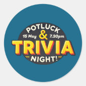 Potluck Trivia avondfeest bij elkaar Ronde Sticker (Voorkant)