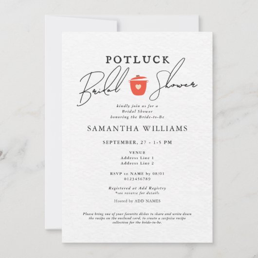 Potluck Witte Bruiloftsborrel Kaart (Voorkant)