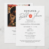 Potluck Witte Bruiloftsborrel Kaart (Voorkant / Achterkant)