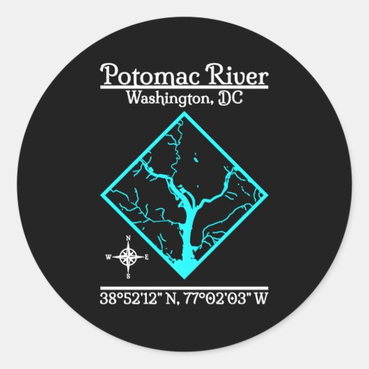 Potomac River Washington DC Ronde Sticker (Voorkant)