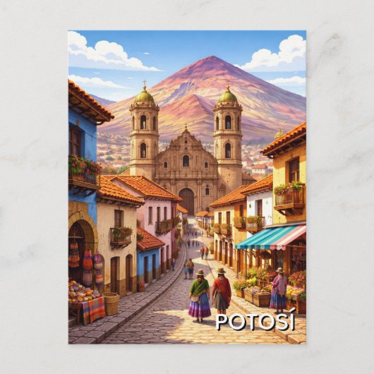 Potosi Bolivia Reizen Briefkaart (Voorkant)