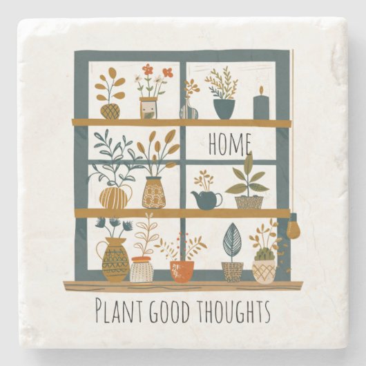 Potplanten geestelijke gezondheid stenen onderzetter (Voorkant)