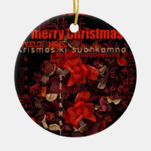 Potpouri World Kerstmis Navidad Noel text Round O Keramisch Ornament