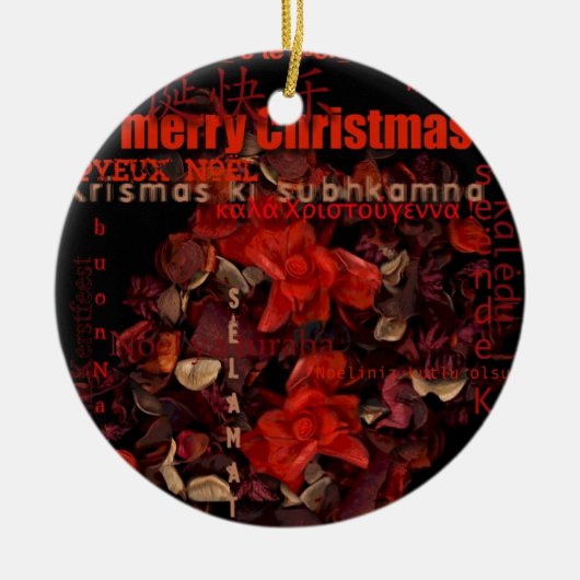 Potpouri World Kerstmis Navidad Noel text Round O Keramisch Ornament (Voorkant)