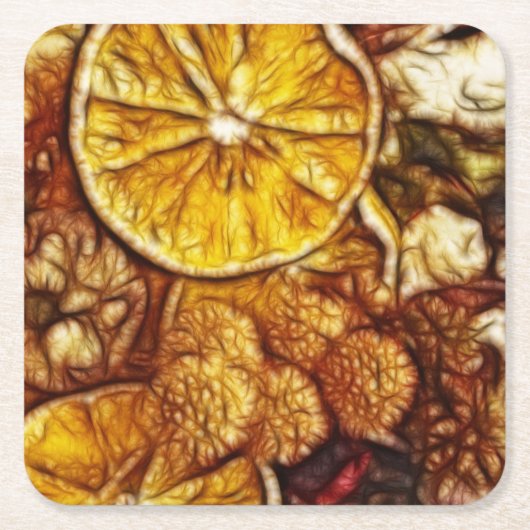Potpourri Sinaasappels Fractal Kartonnen Onderzetters (Voorkant)