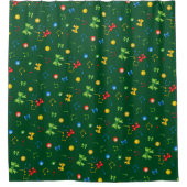 Potpourri van kerstelementen op Groen Douchegordijn (Voorkant)