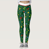 Potpourri van kerstelementen op Groen Leggings (Voorkant)