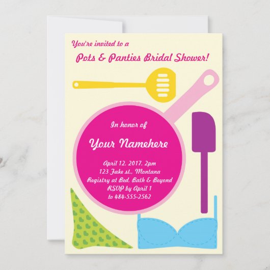 Pots and Panties Bridal Shower-uitnodiging Kaart (Voorkant)