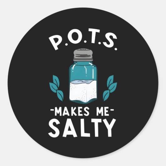 Pots Awareness Zoute Dysautonomie Turquoise Zout S Ronde Sticker (Voorkant)