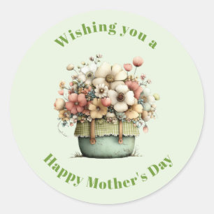 Pots Bloemen Gezellig Shabby Cute Moederdag Ronde Sticker