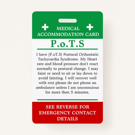 PoTS In het Hoesje van I-nood onzichtbare ziekte Badge (Voorkant)