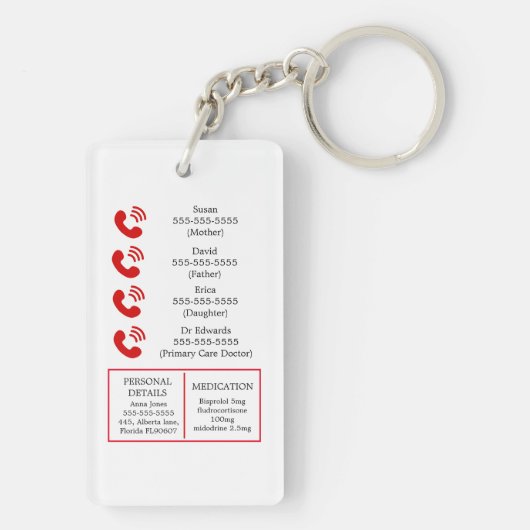 PoTS In Hoesje van Emergency ICE onzichtbare ziekt Sleutelhanger (achterkant)