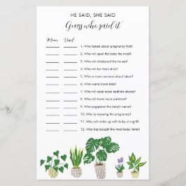 Pots met Planten Baby Shower Hij Zei Zij Zei Spel