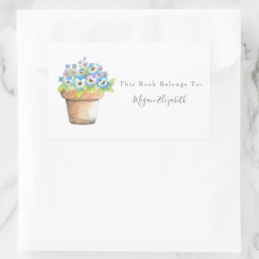 Pots Viooltjes in Waterverf Rechthoekige Sticker (Tas)