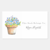 Pots Viooltjes in Waterverf Rechthoekige Sticker (Voorkant)