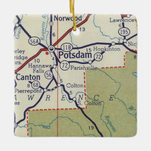 Potsdam NY Map Keramisch Ornament (Voorkant)