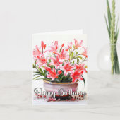 Potted Blooming Lily Flower Illustratie Kaart (Voorkant)