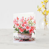Potted Blooming Lily Flower Illustratie Kaart (Gele Bloem)