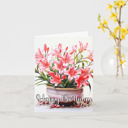 Potted Blooming Lily Flower Illustratie Kaart (Gele Bloem)