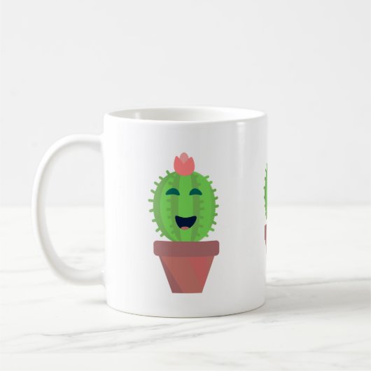 Potted Cactus Cute Cartoon Succulent Design Koffiemok (Links)