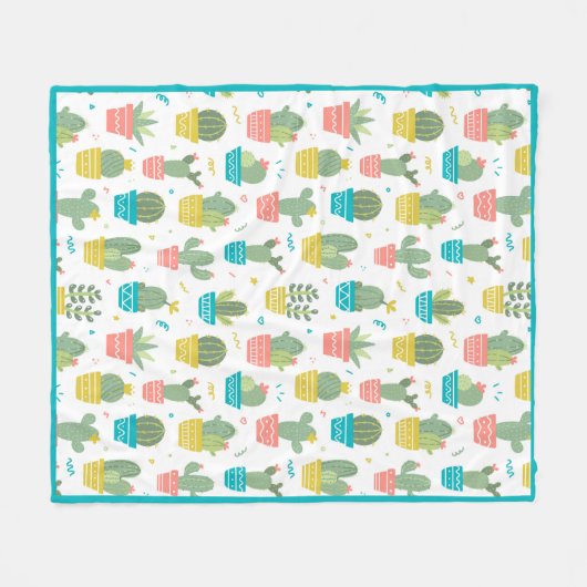 Potted Cactus Fleece Deken (Voorkant (Horizontaal))