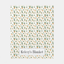 Potted Cactus op White Fleece Deken