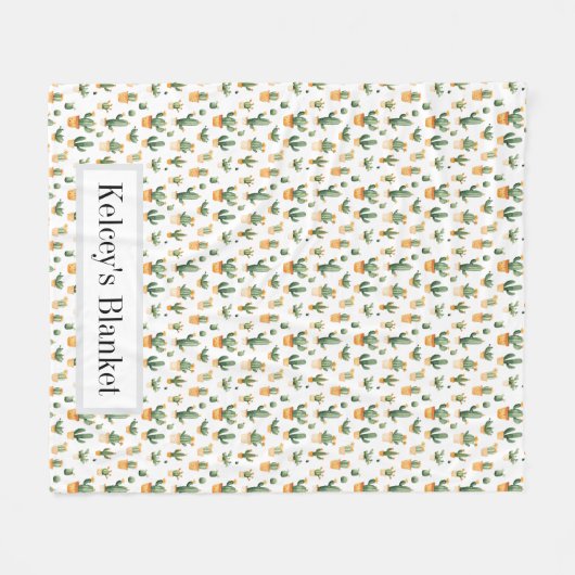 Potted Cactus op White Fleece Deken (Voorkant (Horizontaal))