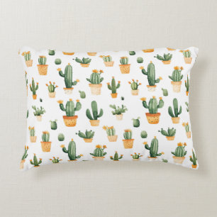 Potted Cactus op wit Accent Kussen