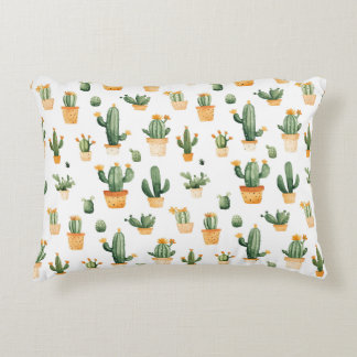 Potted Cactus op wit Accent Kussen