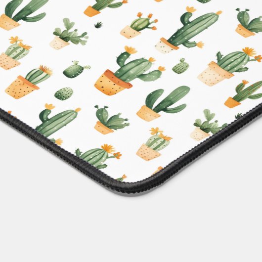 Potted Cactus op wit Bureaumat (Hoek)