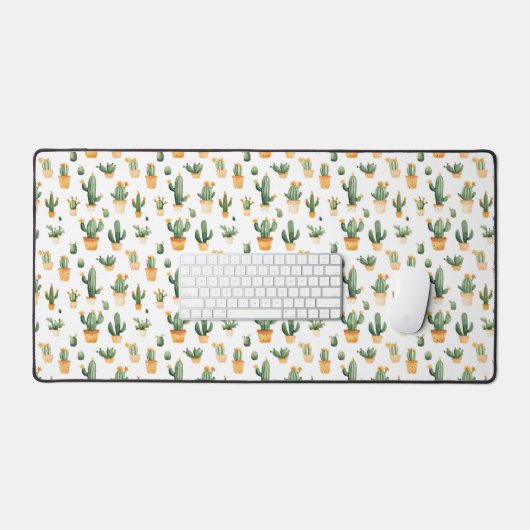 Potted Cactus op wit Bureaumat (Keyboard & Muis)