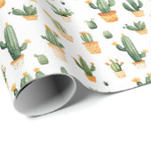 Potted Cactus op wit Cadeaupapier (Rol Hoek)