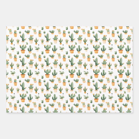 Potted Cactus op wit Inpakpapier Vel (Voorkant)