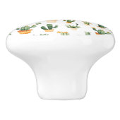 Potted Cactus op wit Keramische Knop (Zijkant)