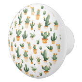 Potted Cactus op wit Keramische Knop (Rechts)