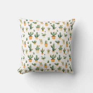 Potted Cactus op wit Kussen