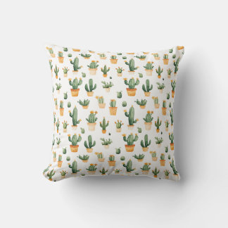Potted Cactus op wit Kussen