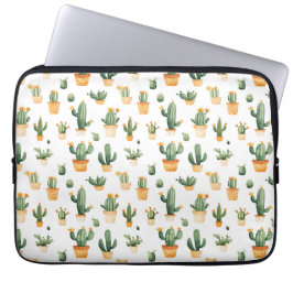 Potted Cactus op wit Laptop Sleeve